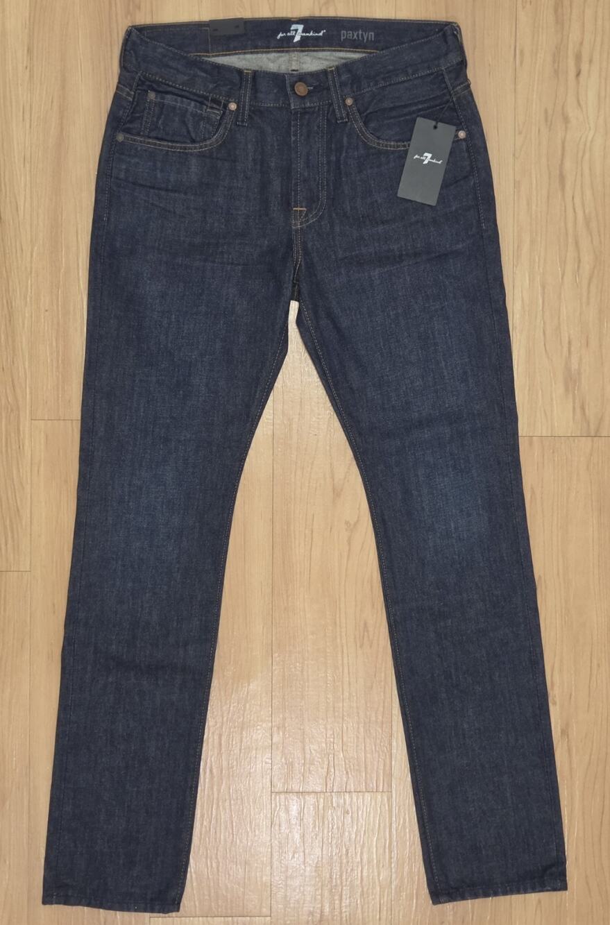 NWT MENS 7 FOR ALL MANKIND JEANS Paxtyn Skinny Dark Blue Orig. $208